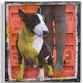 bull terrier <span> technique mixte, bois  assemblé</span>